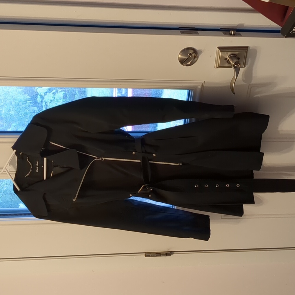 Black Rivet M black nylon jacket with belt